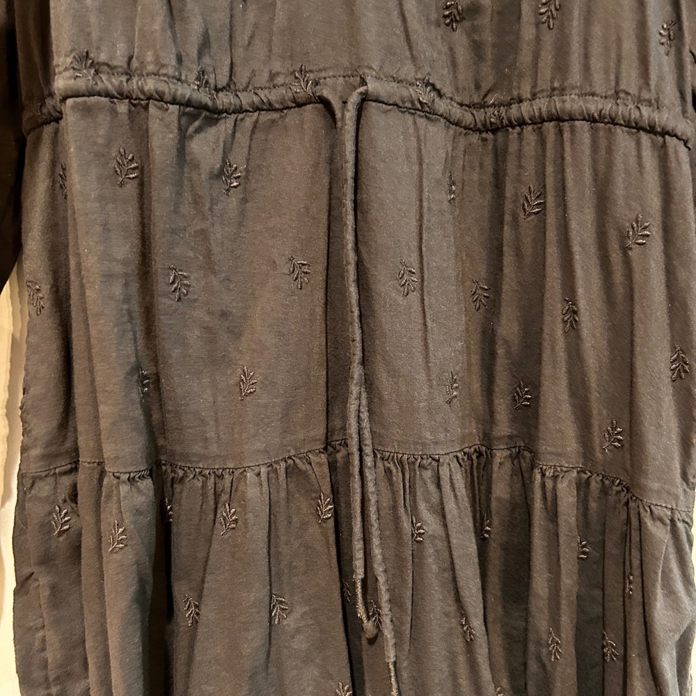 Old Navy Womens Tiered Midi Dress Medium Dark Cottagecore Prairie Boho Peasant - Picture 4 of 12
